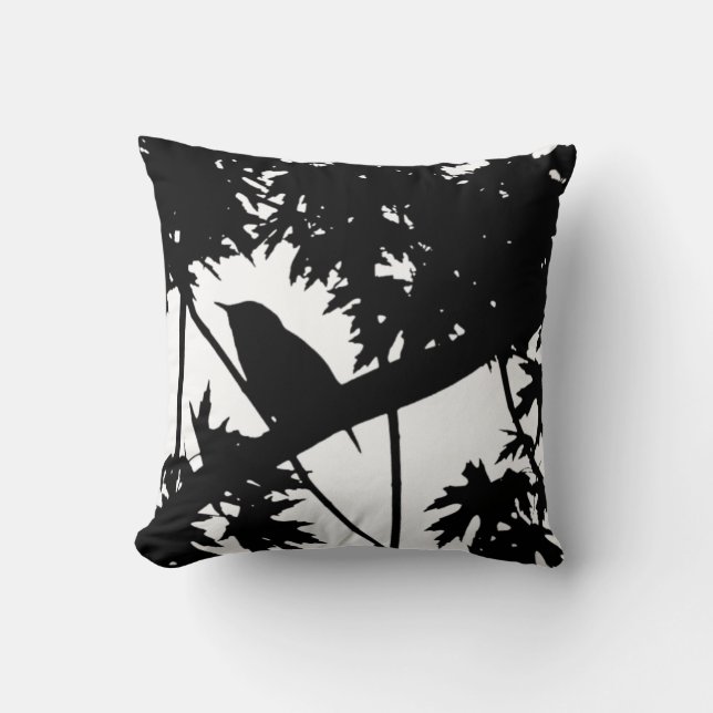 House Wren Silhouette Love Bird Watching Throw Pillow (Front)