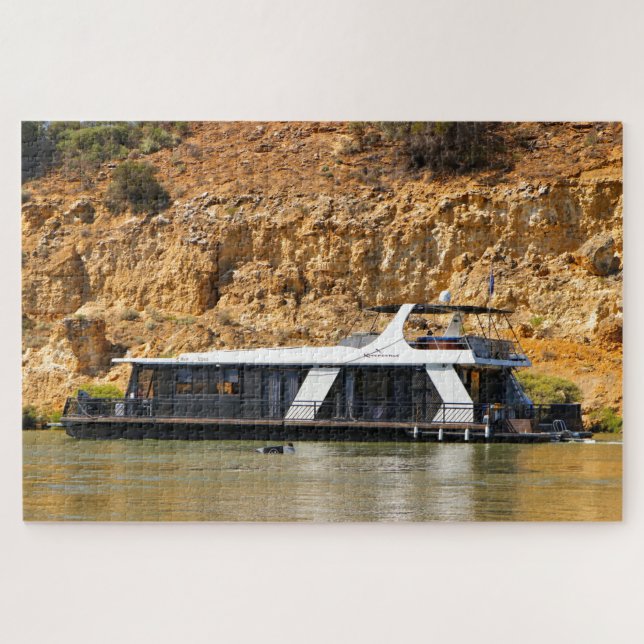 Houseboat and water skier, Murray River,Australia  Jigsaw Puzzle (Horizontal)