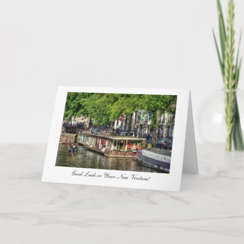 Houseboat Canal Good Luck in New Venture Card