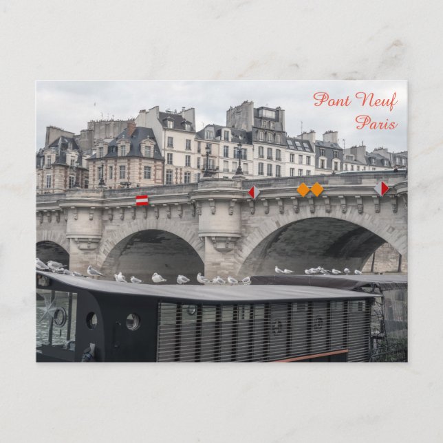 Houseboat near Pont Neuf - Paris, France Postcard (Front)