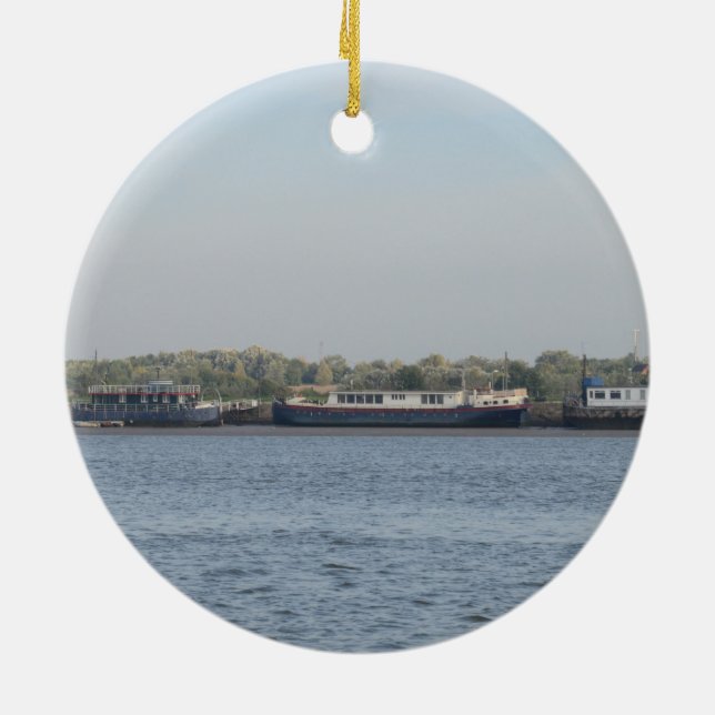 Houseboats Ceramic Ornament (Back)