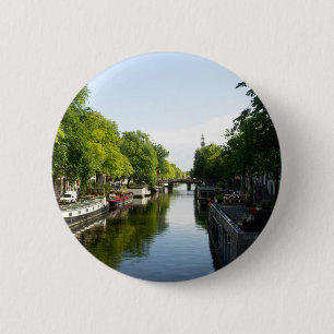 Houseboats on Prinsengracht Canal Amsterdam Pinback Button
