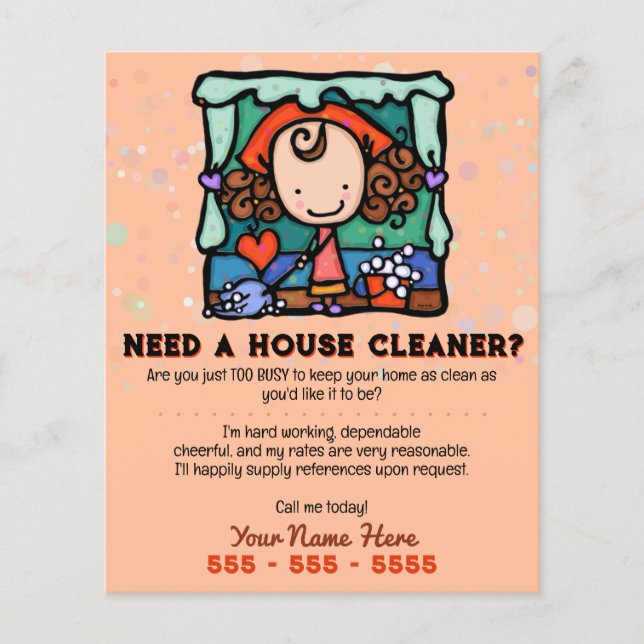 Housecleaning House Cleaner Customizable Promo Flyer (Front)