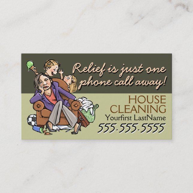 Housecleaning.Maid service.Custom text/color Business Card (Front)