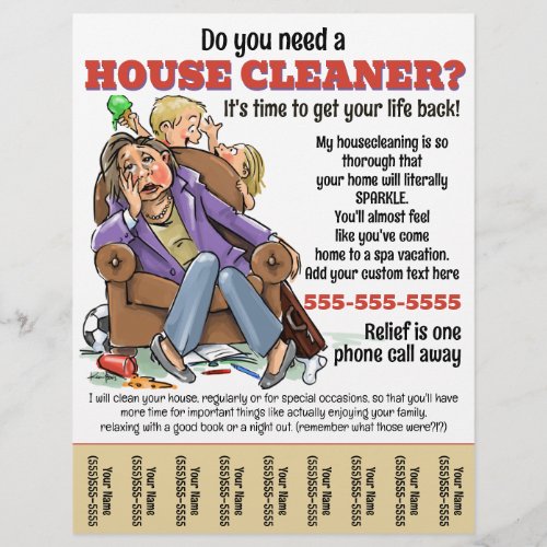 Housecleaning Mothers Helper House Cleaner Promo Flyer