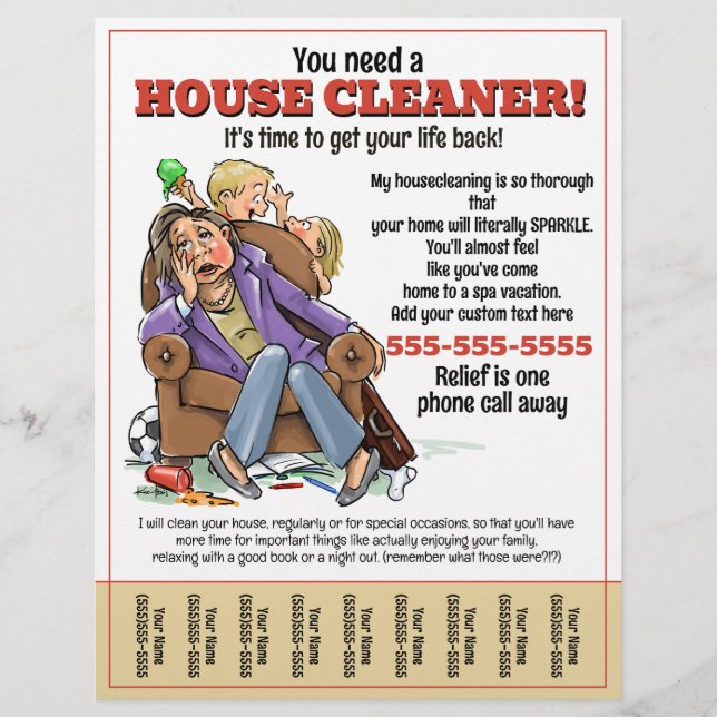 Housecleaning Mother's Helper Tear Sheet Flyer (Front)