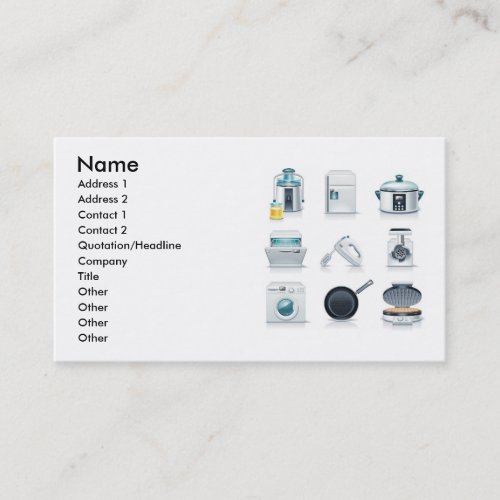 Household appliances icons (5), Name, Address 1... Business Card Templates
