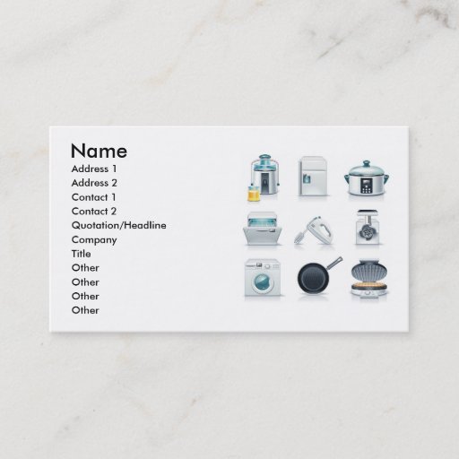 Customizable Household appliances icons (5), Name, Address 1... Business Card Templates