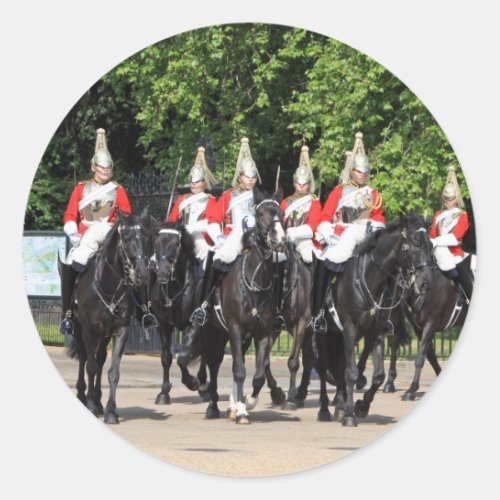 Household Cavalry mounted soldiers in London photo Classic Round Sticker