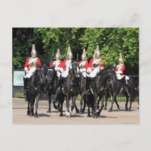 Household Cavalry mounted soldiers in London photo Postcard