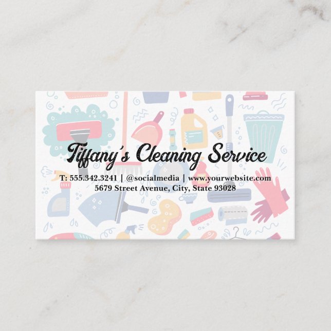 Household Cleaning Supplies and Tools Business Card (Front)