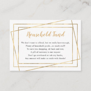 Household Fund bridal shower or wedding Enclosure Card