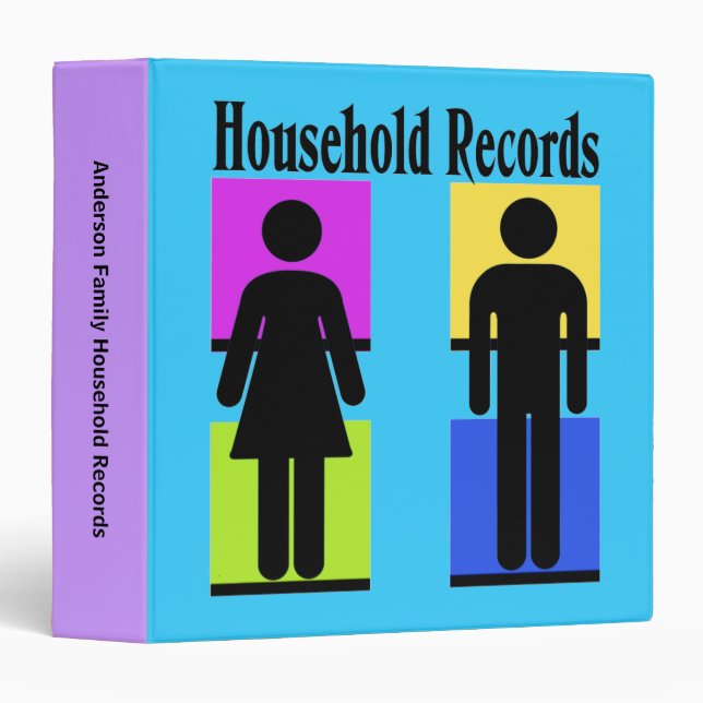 Household Records Binder Custom Personalized (Front/Spine)
