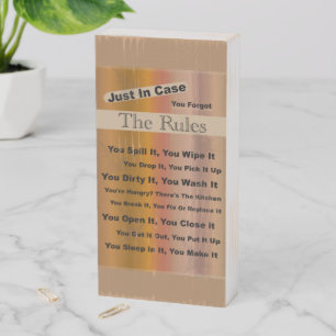 Household Rules Wooden Box Sign