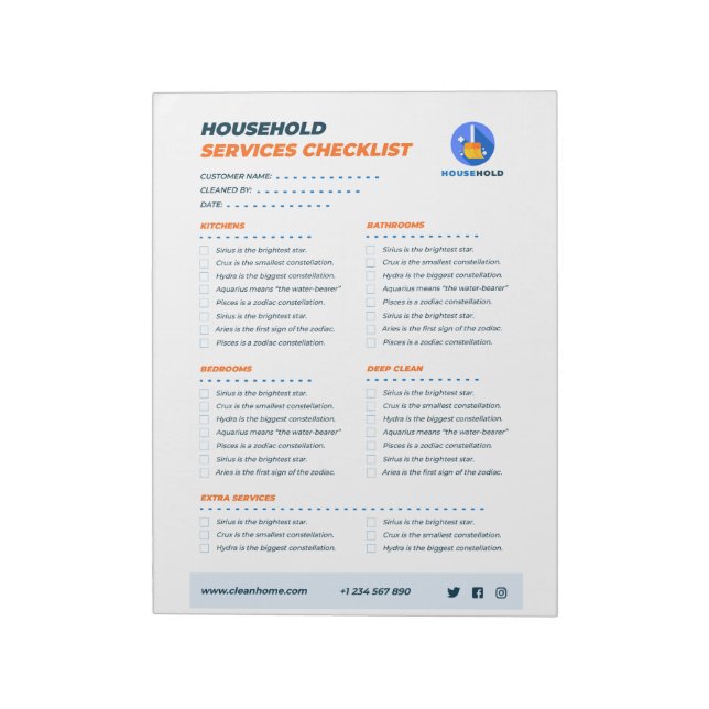 Household serves checklist notepad (Rotated)