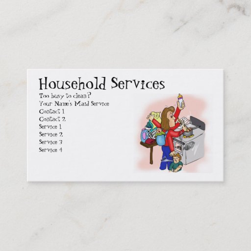 Customizable Household Services Business Card Template