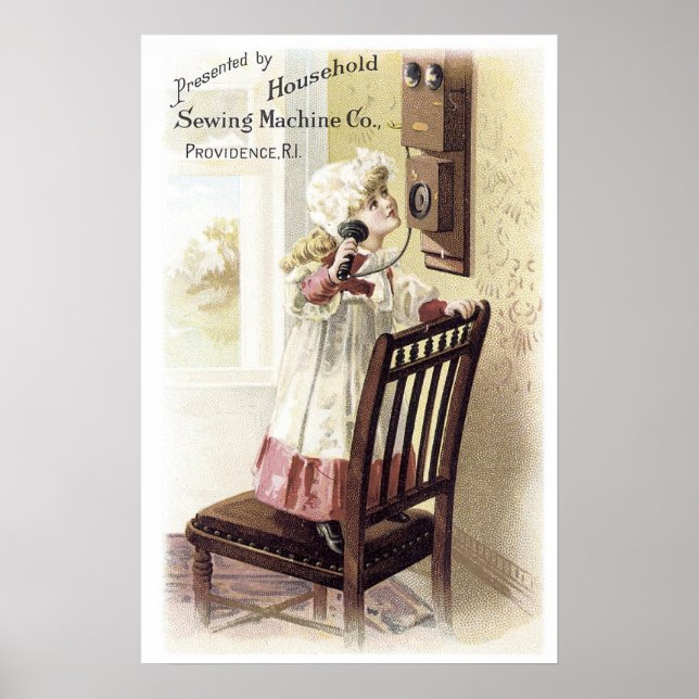 Household Sewing Machine Girl on Phone Poster (Front)