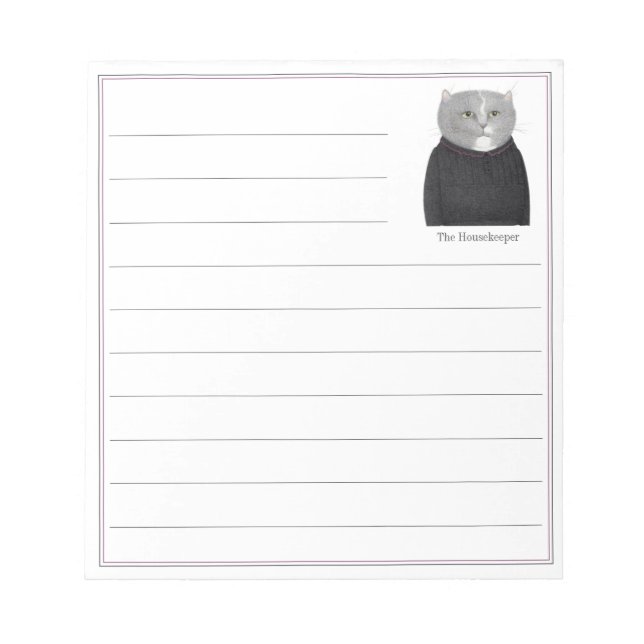 HOUSEKEEPER CAT 5.5x6 Notepad + Lines (Front)