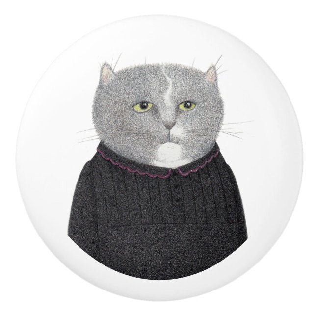 HOUSEKEEPER CAT Ceramic Knob (Front)