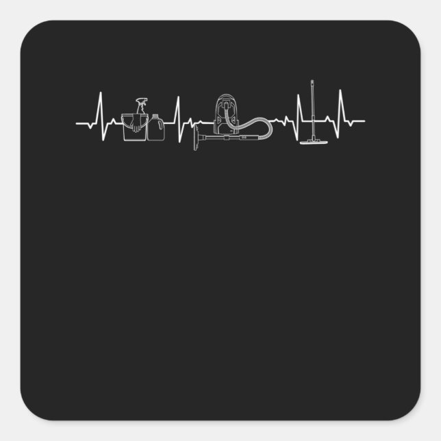 Housekeeper Heartbeat Cleaning Vacuum Cleaner Square Sticker (Front)