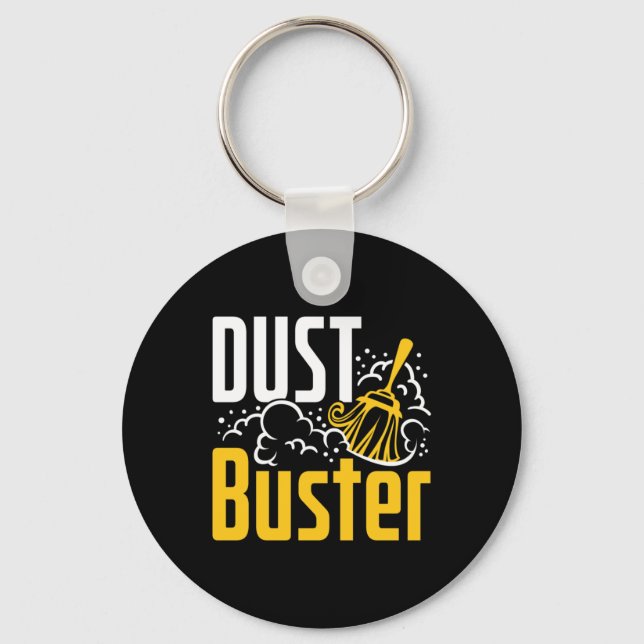 Housekeeper Housekeeping Cleaning Lady Dust Buster Keychain (Front)