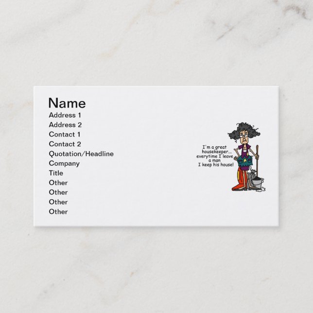 Housekeeper Humor Business Card (Front)