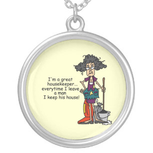 Housekeeper Humor Silver Plated Necklace
