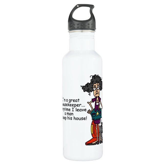 Housekeeper Humor Stainless Steel Water Bottle (Front)