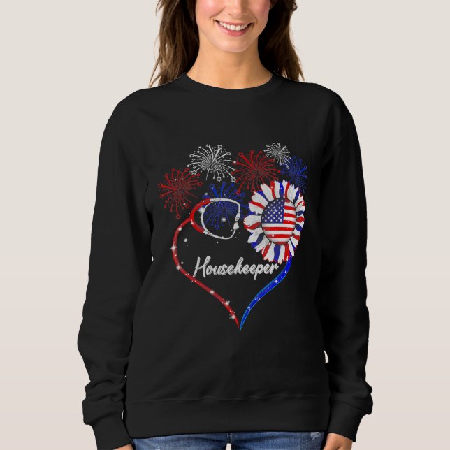 Housekeeper Stethoscope Firework Sunflower America Sweatshirt (Front)
