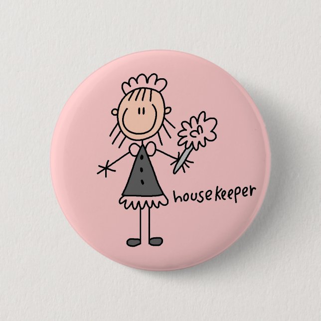Housekeeper Stick Figure Button (Front)