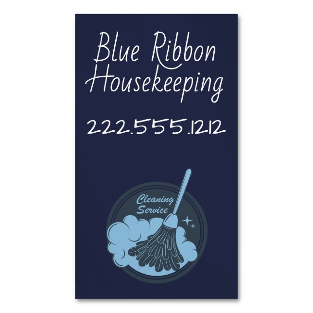 Housekeeping Badge Navy   Business Card Magnet (Front Vertical)