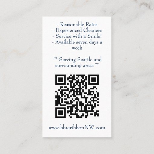 Housekeeping Badge Navy QR Code Vertical Business Card Zazzle