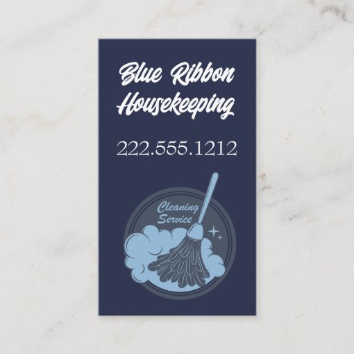 Housekeeping Badge Navy QR Code Vertical Business Card Zazzle
