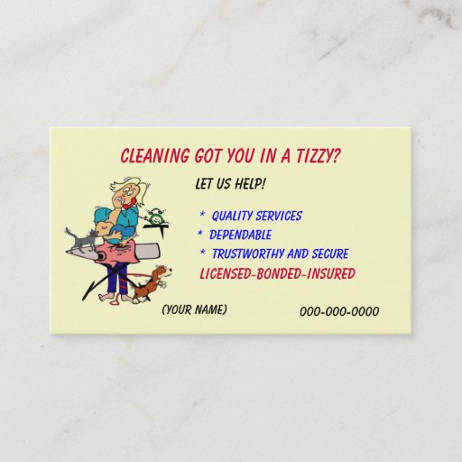 Customizable Housekeeping Business Card