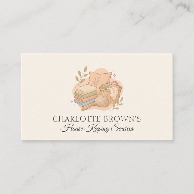 Housekeeping Cleaning Maid Home Maintenance Business Card