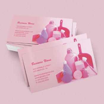 Housekeeping Cleaning Service Business Card by special_stationery at Zazzle