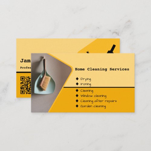 Housekeeping Cleaning Service Yellow Business Card