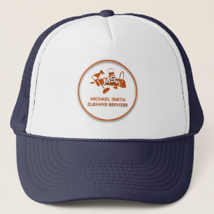 Housekeeping Cleaning Services Custom Orange Logo Trucker Hat