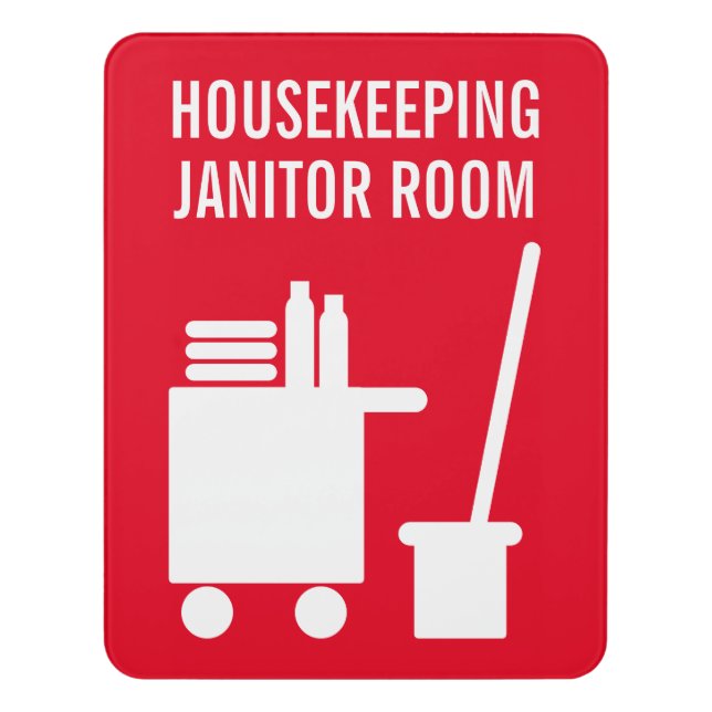 Housekeeping Closet or Janitor Room cleaning Door Sign (Contemporary Vert)