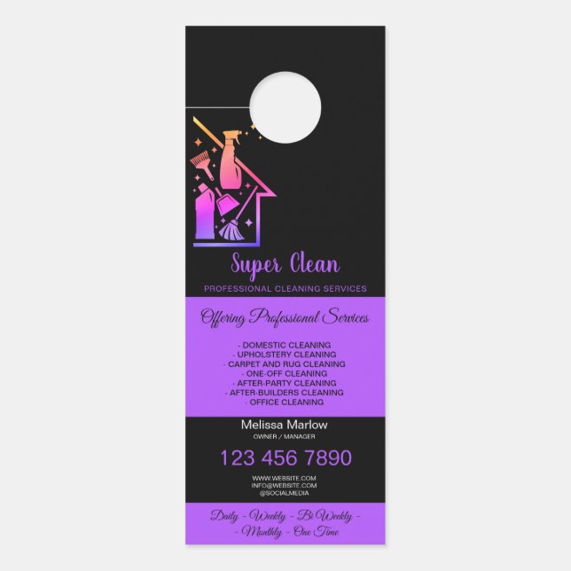 Housekeeping House Cleaning Maid Janitor Door Hanger (Front)