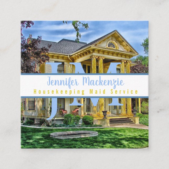 Housekeeping Maid Service Cleaning Clean Home Square Business Card (Front)