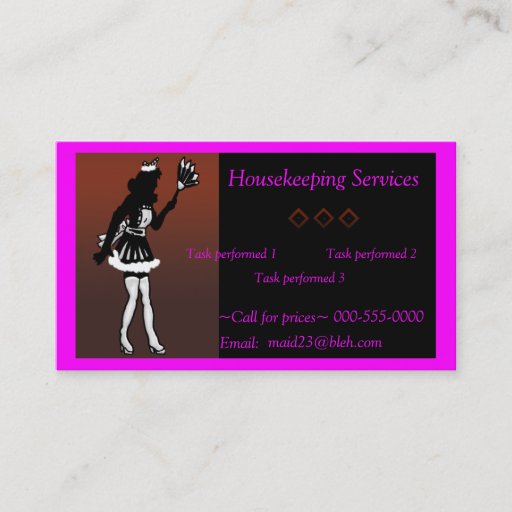Customizable housekeeping/maid services business card