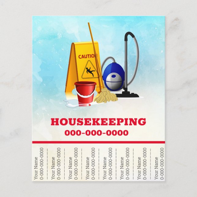 Housekeeping Pull-Tab Business Marketing Materials Flyer (Front)