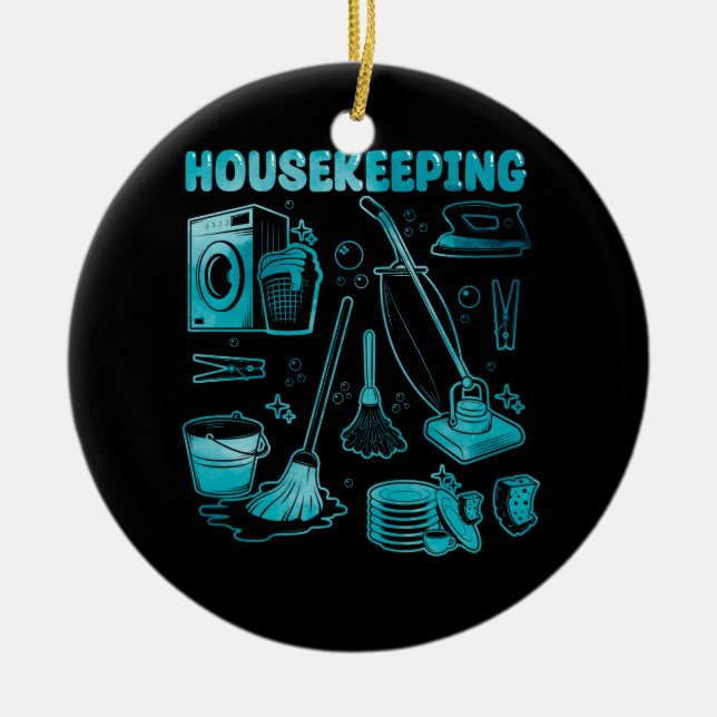 Housekeeping Squad Cleaner Cleaning Housekeeper Ro Ceramic Ornament (Front)