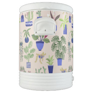 Houseplant Cactus Succulent Blush Pink Pattern Beverage Cooler