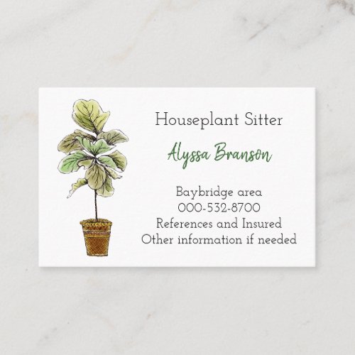 Houseplant Fiddleleaf Fig Tree Home Business Card