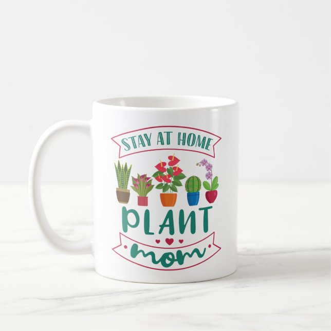 Houseplant Lover Stay At Home Plant Mom Coffee Mug (Left)