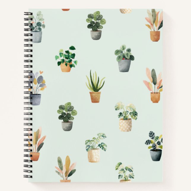 Houseplant Pattern Botanical Indoor Plant Design Notebook (Front)