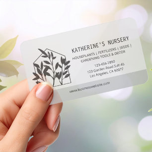 Houseplant Shop Nursery Modern Transparent Plastic Clear Business Cards