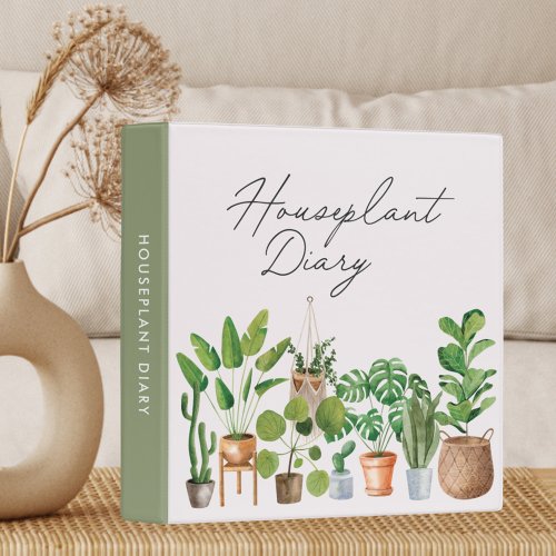 Houseplant Watercolor Boho Gardening 3 Ring Binder